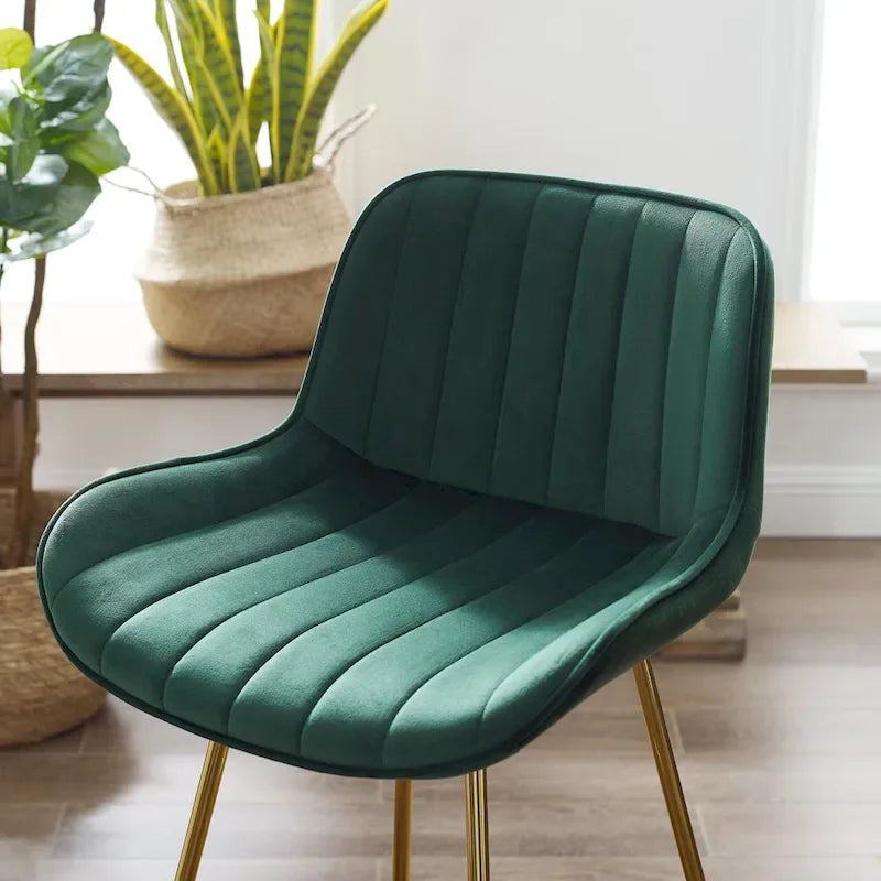 Modern Swivel Velvet Barstools (Pair)