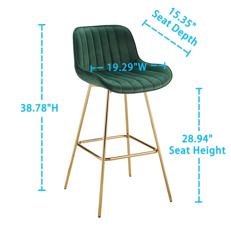 Modern Swivel Velvet Barstools (Pair)
