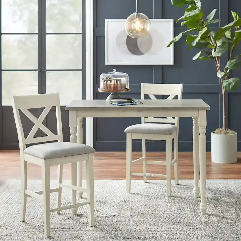 Crossback Counter Height Stools, Two-Tone Finish (Pair)
