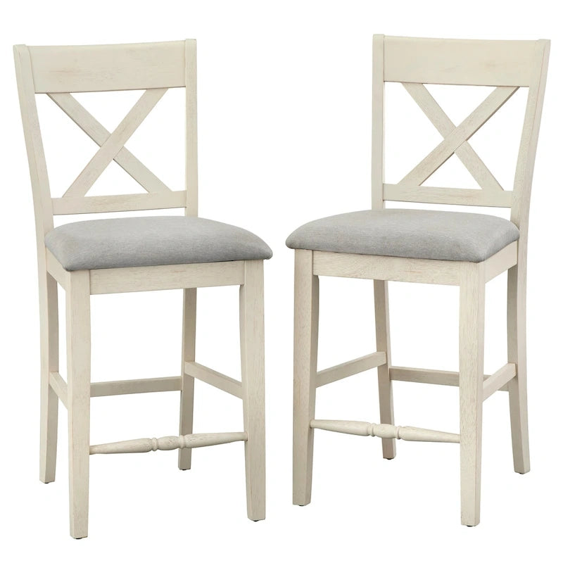 Crossback Counter Height Stools, Two-Tone Finish (Pair)