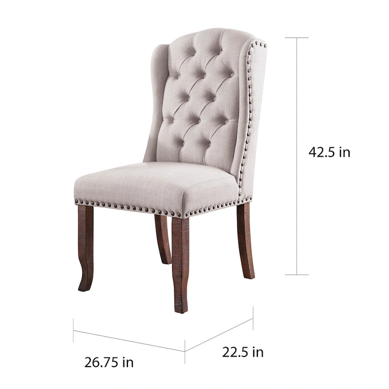 Dawson Tufted Farmhouse Wingback Dining Chairs (Set of 2) by Furniture of America