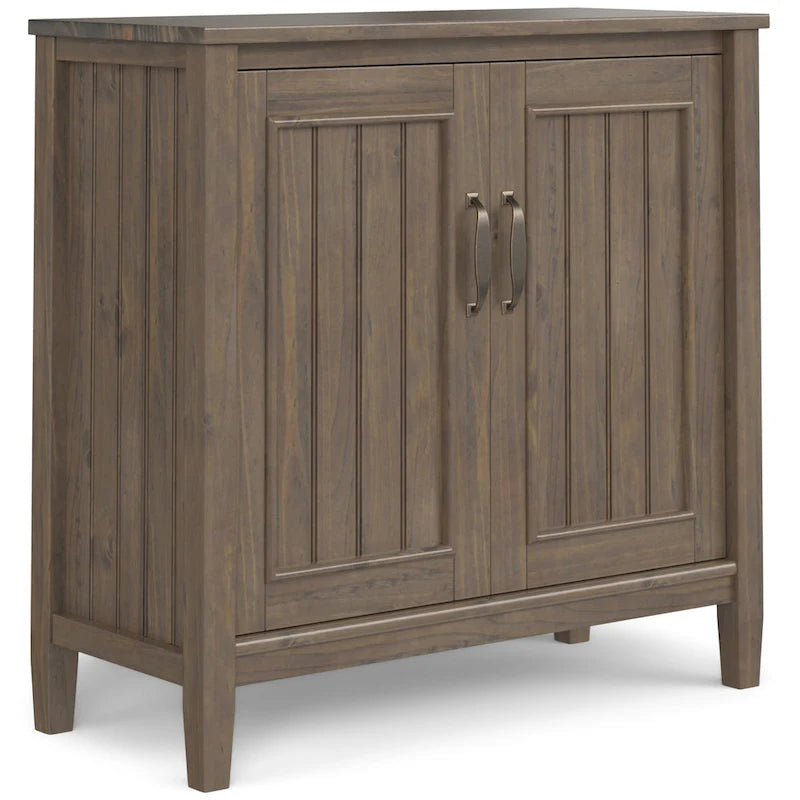 Solid Wood 32-inch Wide Contemporary Low Storage Cabinet in Smoky Brown - 14d x 32w x 31h