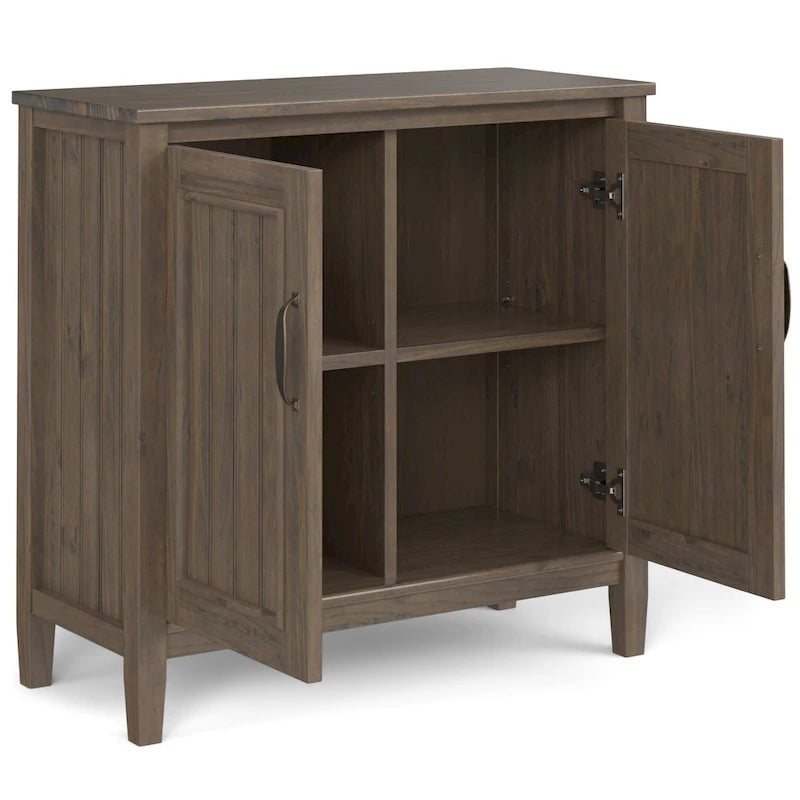 Solid Wood 32-inch Wide Contemporary Low Storage Cabinet in Smoky Brown - 14d x 32w x 31h