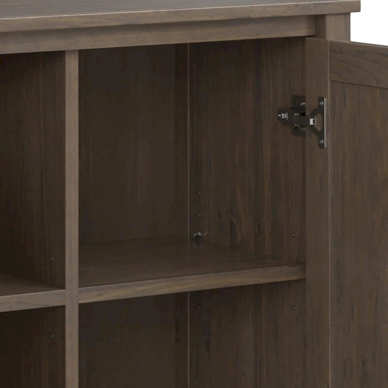 Solid Wood 32-inch Wide Contemporary Low Storage Cabinet in Smoky Brown - 14d x 32w x 31h