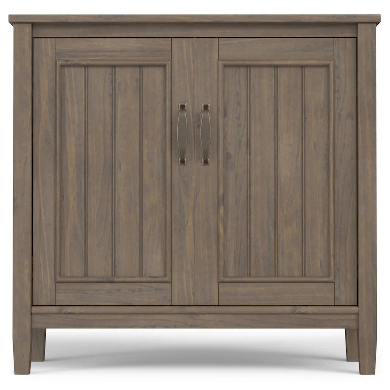 Solid Wood 32-inch Wide Contemporary Low Storage Cabinet in Smoky Brown - 14d x 32w x 31h