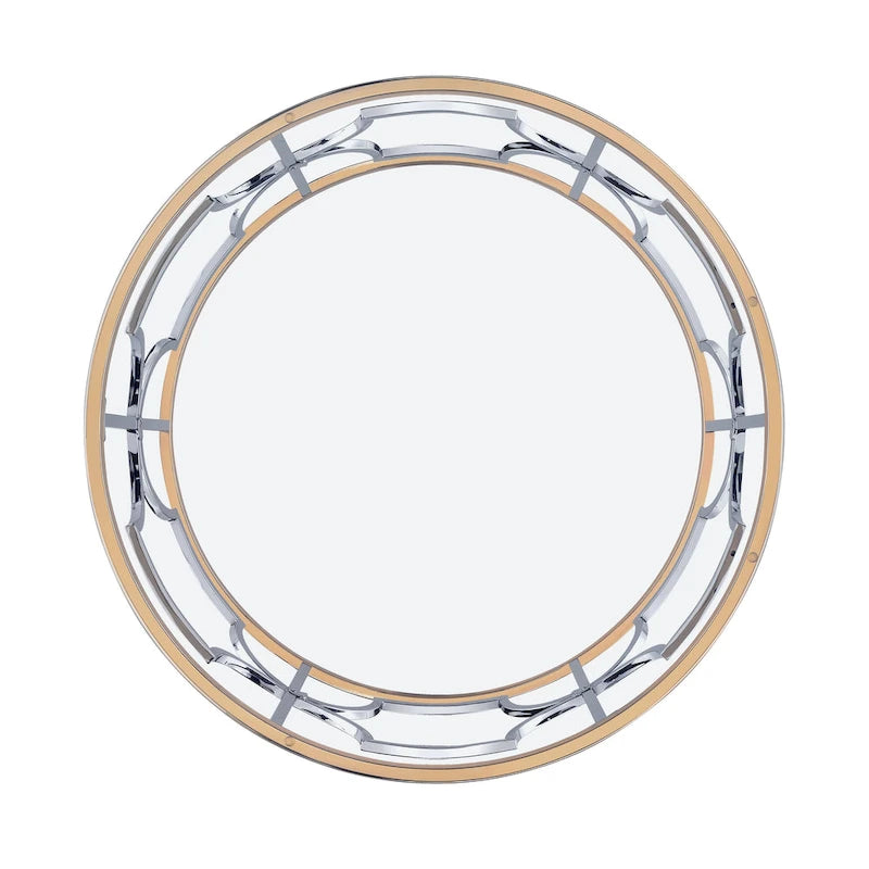 Modern Style Chrome and Gold Round Open Coffee Table