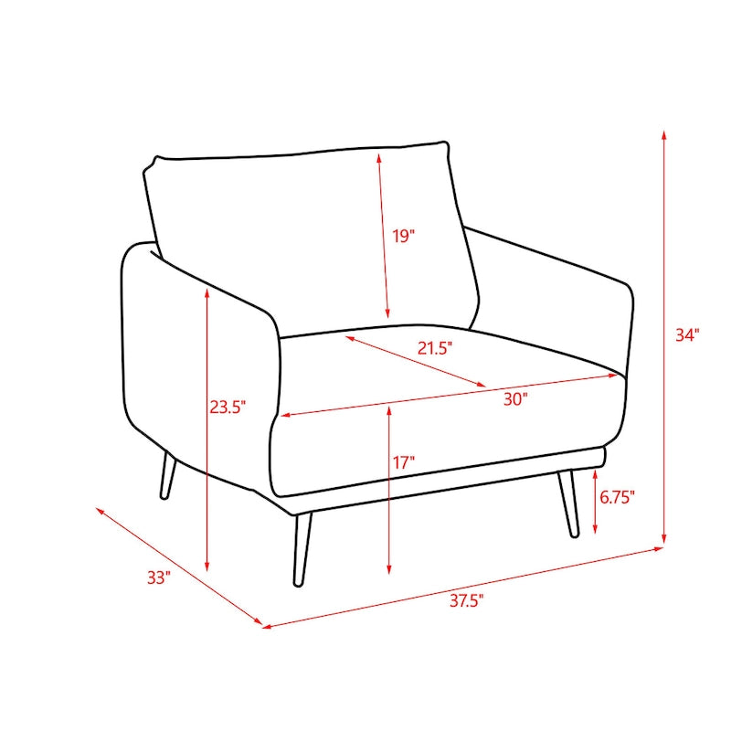 37.5W Oversized Armchair Leisure Sofa Accent Chair