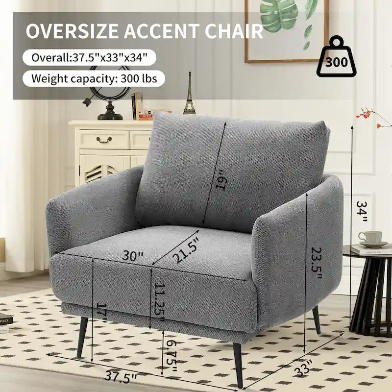 37.5W Oversized Armchair Leisure Sofa Accent Chair