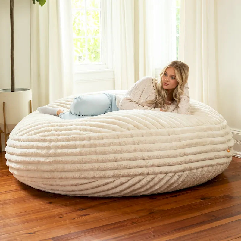 6-Foot Cocoon Large Bean Bag Chair for Adults, Faux Fur