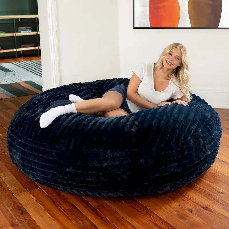 6-Foot Cocoon Large Bean Bag Chair for Adults, Faux Fur