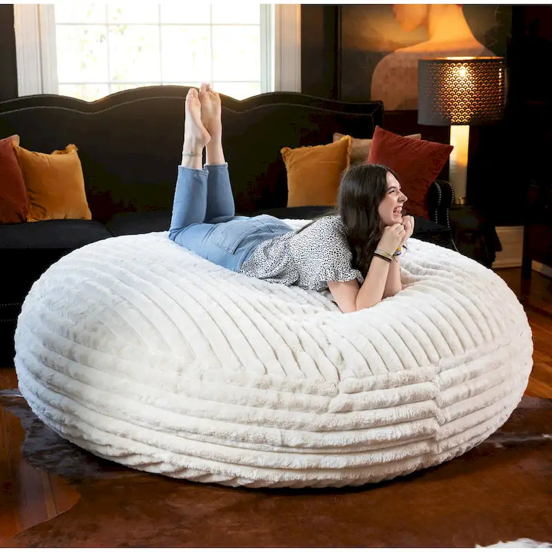 6-Foot Cocoon Large Bean Bag Chair for Adults, Faux Fur