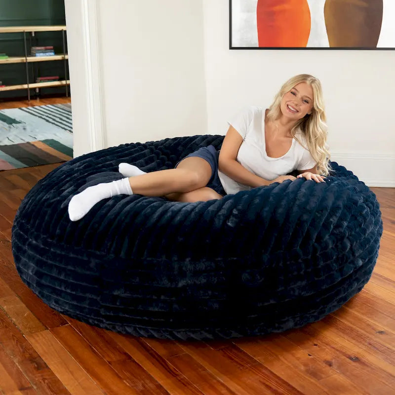 6-Foot Cocoon Large Bean Bag Chair for Adults, Faux Fur