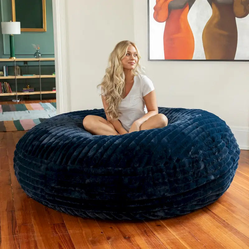 6-Foot Cocoon Large Bean Bag Chair for Adults, Faux Fur