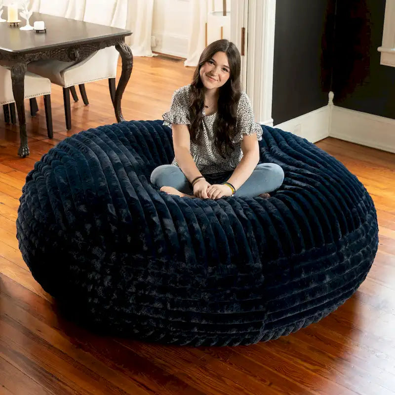 6-Foot Cocoon Large Bean Bag Chair for Adults, Faux Fur