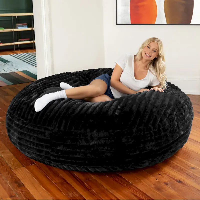 6-Foot Cocoon Large Bean Bag Chair for Adults, Faux Fur