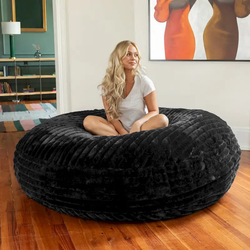 6-Foot Cocoon Large Bean Bag Chair for Adults, Faux Fur