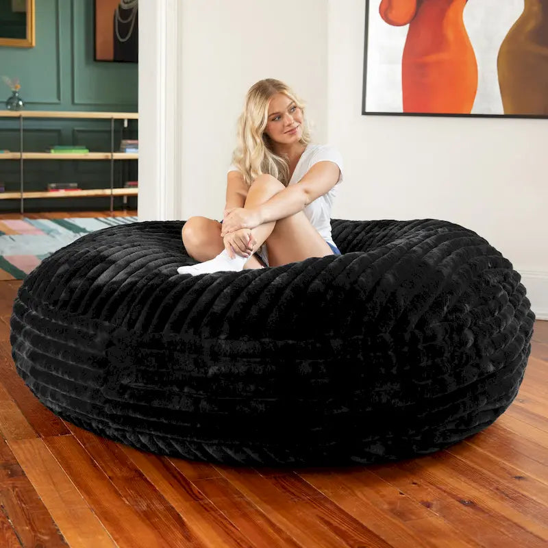 6-Foot Cocoon Large Bean Bag Chair for Adults, Faux Fur