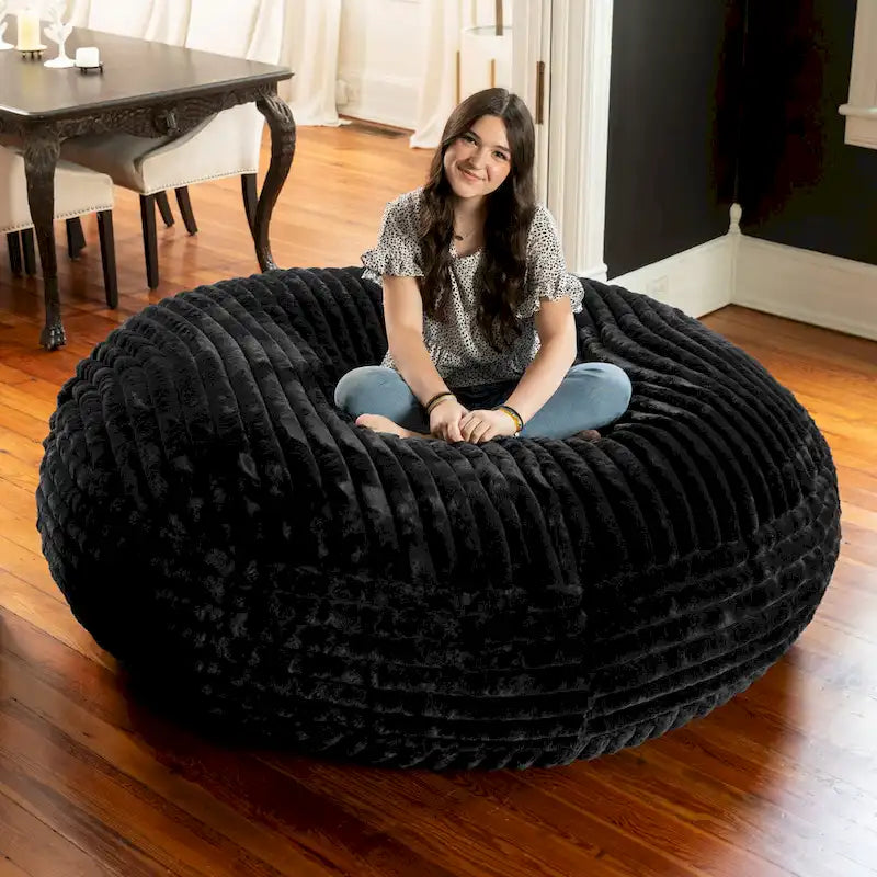 6-Foot Cocoon Large Bean Bag Chair for Adults, Faux Fur
