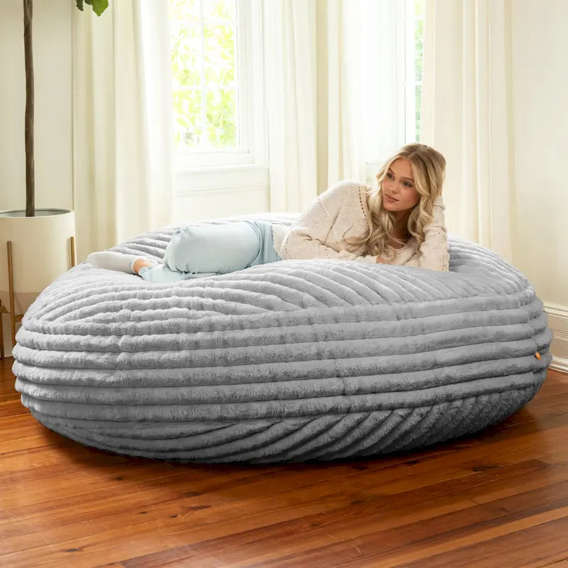 6-Foot Cocoon Large Bean Bag Chair for Adults, Faux Fur