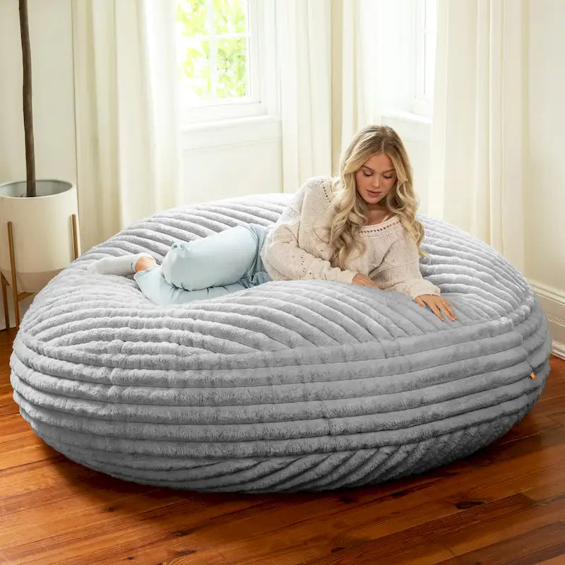 6-Foot Cocoon Large Bean Bag Chair for Adults, Faux Fur