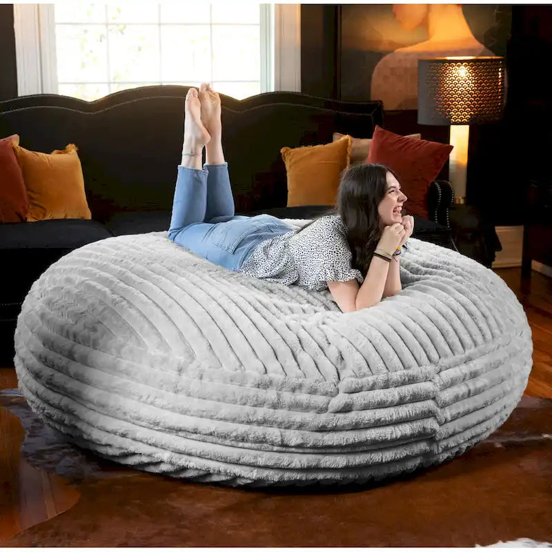 6-Foot Cocoon Large Bean Bag Chair for Adults, Faux Fur