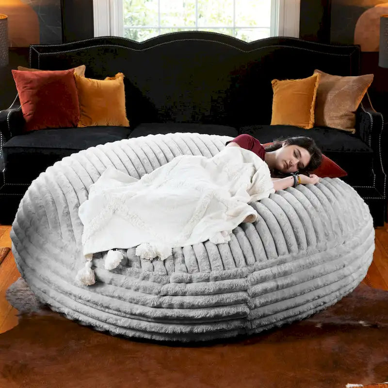 6-Foot Cocoon Large Bean Bag Chair for Adults, Faux Fur