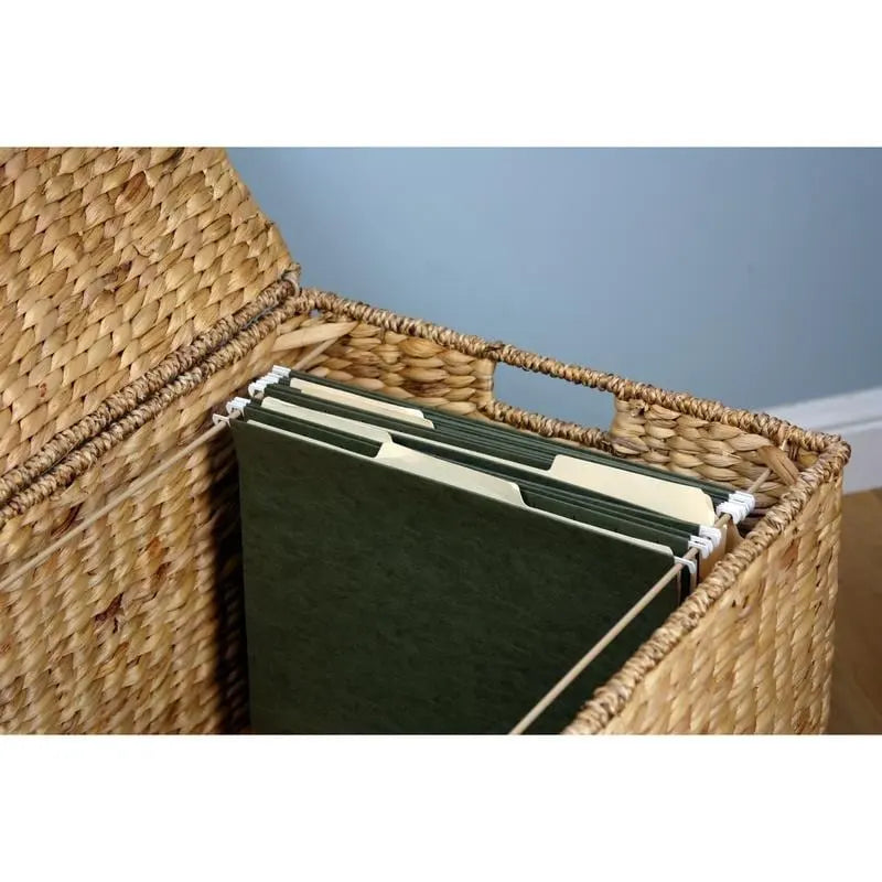 Wicker Storage Filing Cabinet & Printer Stand with Wheels