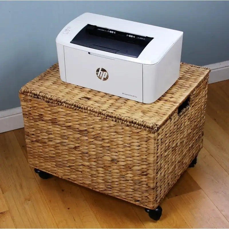 Wicker Storage Filing Cabinet & Printer Stand with Wheels