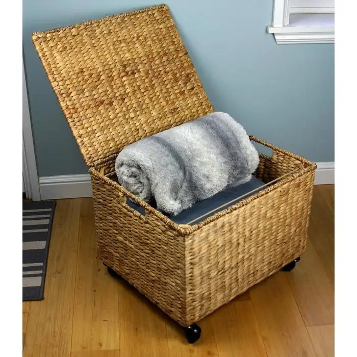 Wicker Storage Filing Cabinet & Printer Stand with Wheels