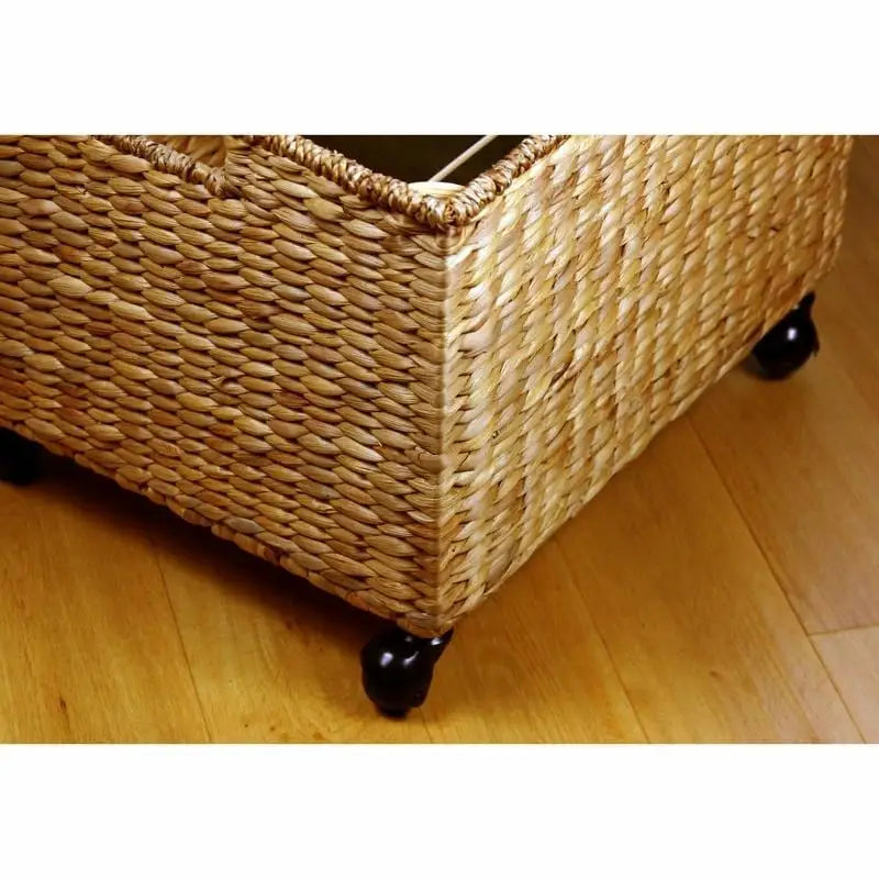 Wicker Storage Filing Cabinet & Printer Stand with Wheels