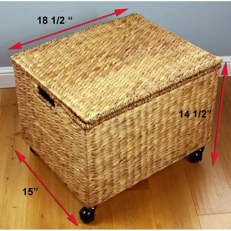 Wicker Storage Filing Cabinet & Printer Stand with Wheels