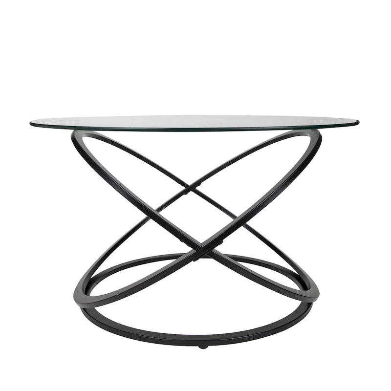 Galaxy Cross Base Tempered Glass Round Coffee Table