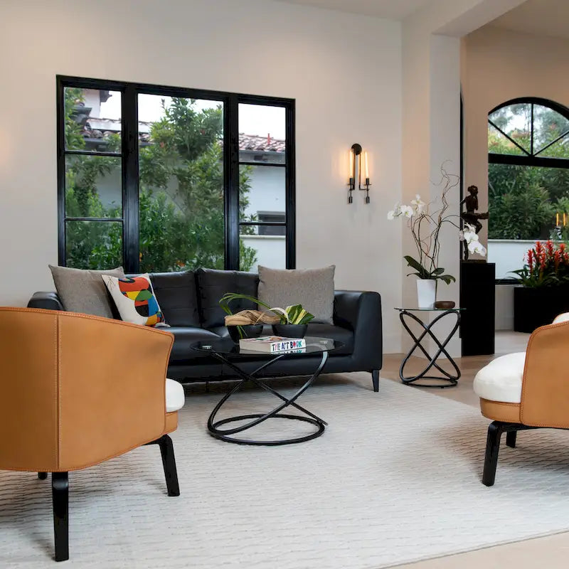 Galaxy Cross Base Tempered Glass Round Coffee Table