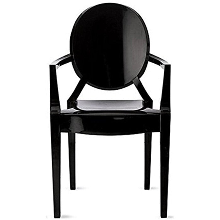 Stackable Acrylic Dining Chair, Oval Back Ghost Kitchen Patio Vanity Armchair for Indoor or Outdoor Use, Clear