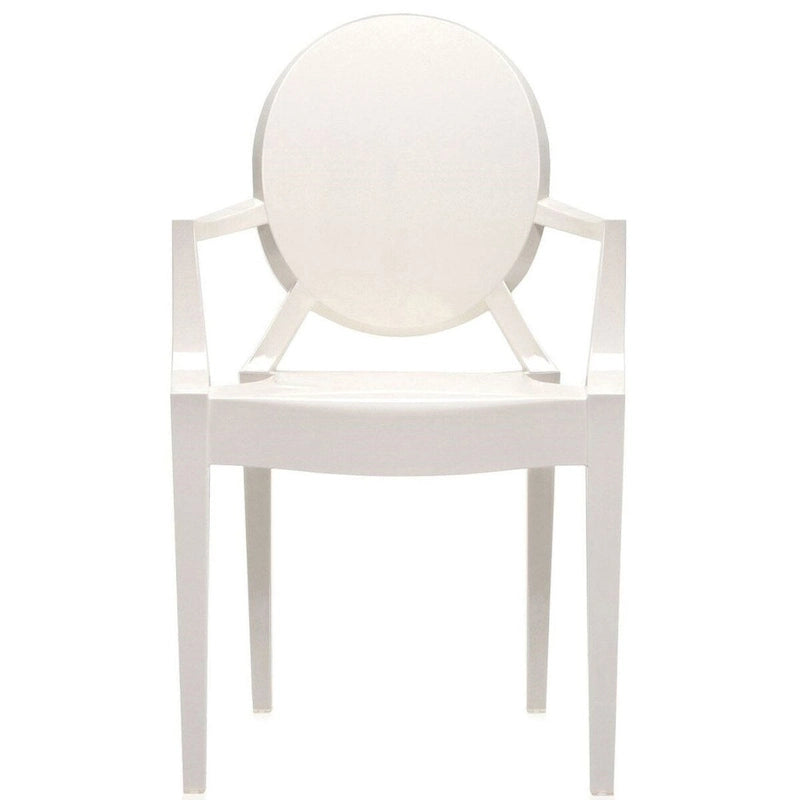 Stackable Acrylic Dining Chair, Oval Back Ghost Kitchen Patio Vanity Armchair for Indoor or Outdoor Use, Clear