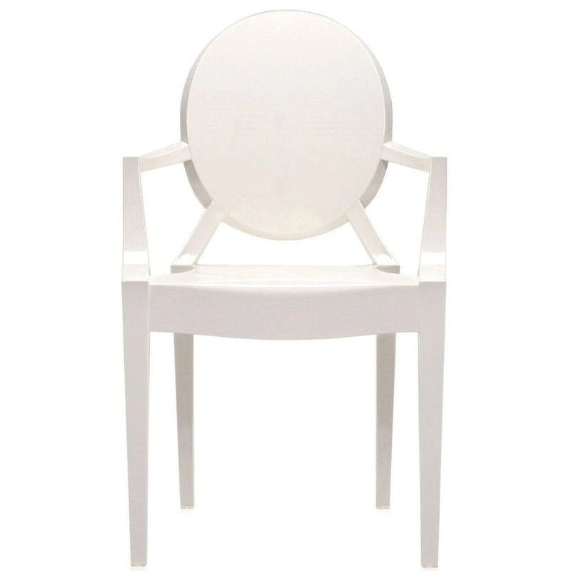 Stackable Acrylic Dining Chair, Oval Back Ghost Kitchen Patio Vanity Armchair for Indoor or Outdoor Use, Clear