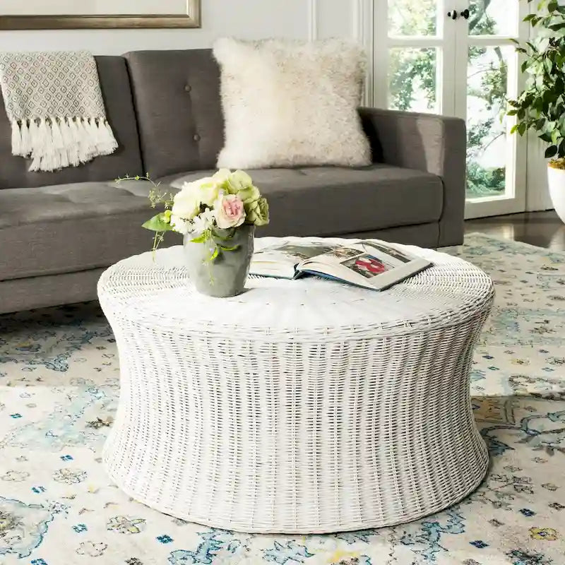 Dark Brown Wicker Ottoman