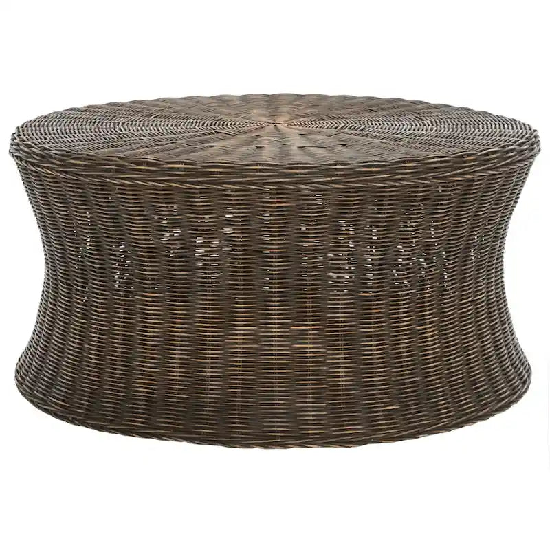 Dark Brown Wicker Ottoman