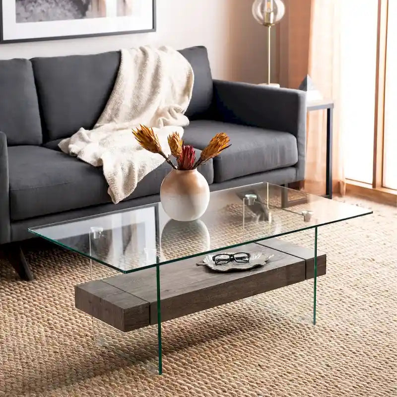 Modern Glass Coffee Table - 43.3 x 23.6 x 16.5 - 43W x 24D x 17H