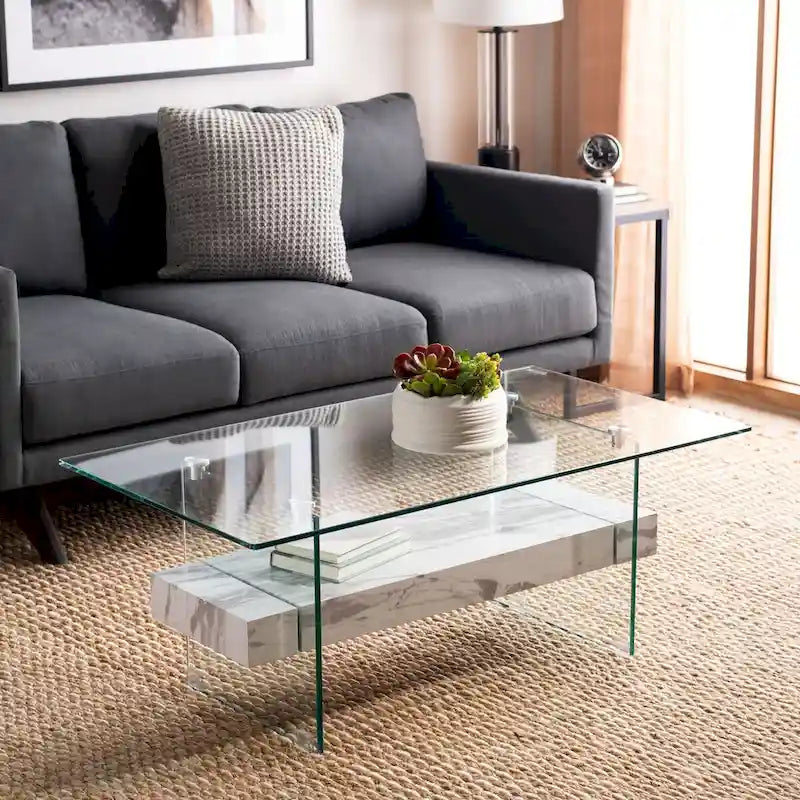 Modern Glass Coffee Table - 43.3 x 23.6 x 16.5 - 43W x 24D x 17H