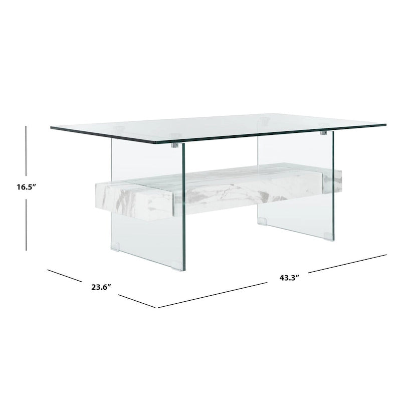 Modern Glass Coffee Table - 43.3 x 23.6 x 16.5 - 43W x 24D x 17H