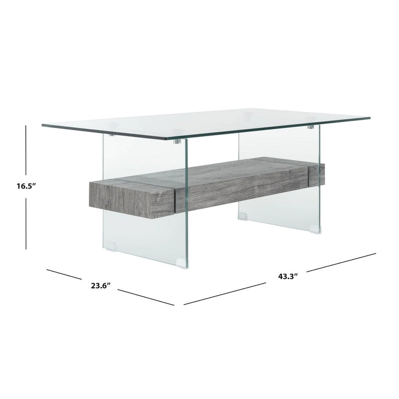 Modern Glass Coffee Table - 43.3 x 23.6 x 16.5 - 43W x 24D x 17H
