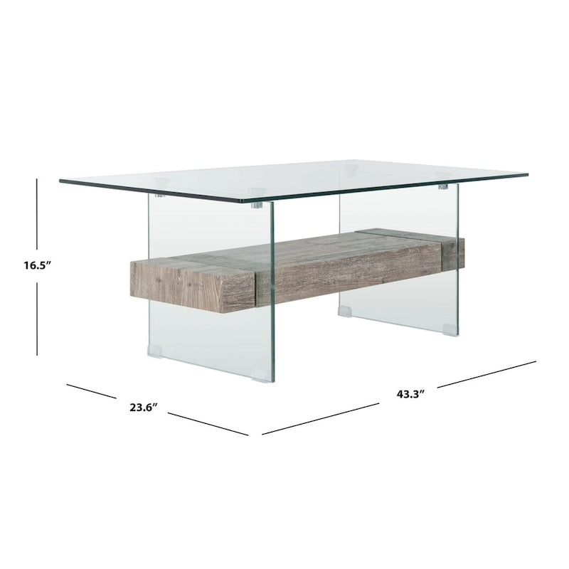 Modern Glass Coffee Table - 43.3 x 23.6 x 16.5 - 43W x 24D x 17H