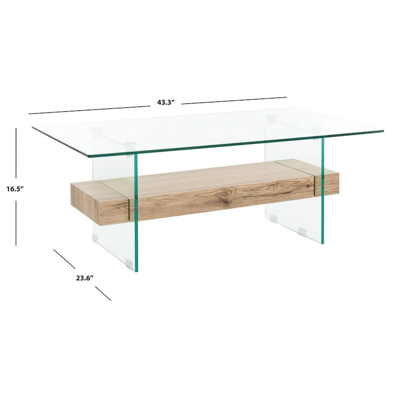 Modern Glass Coffee Table - 43.3 x 23.6 x 16.5 - 43W x 24D x 17H