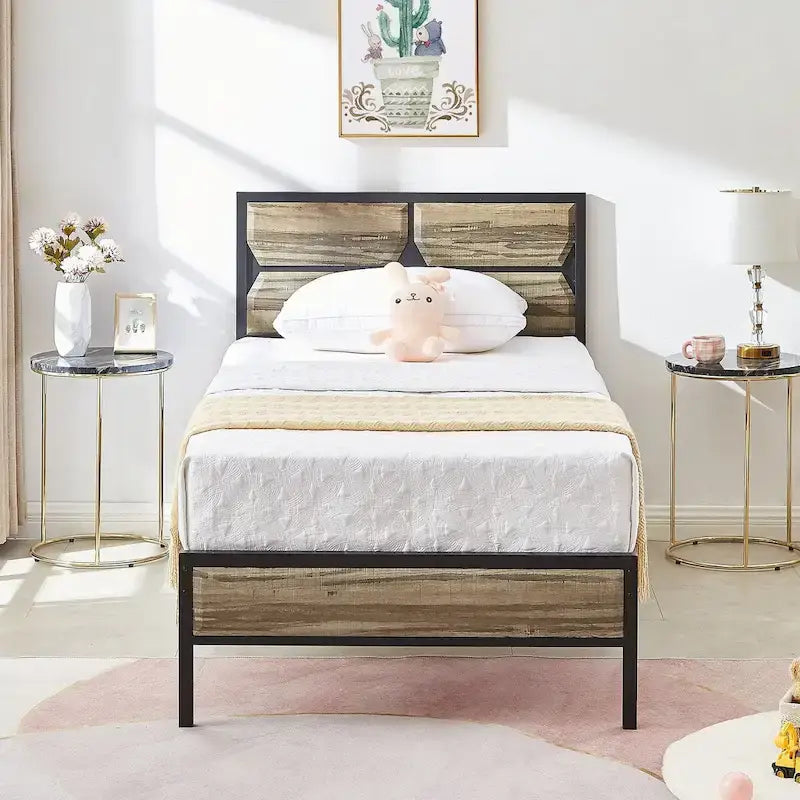 Twin/Full/Queen Platform Bed Frame with Wooden Headboard, No Box Spring Needed, Easy Assembly
