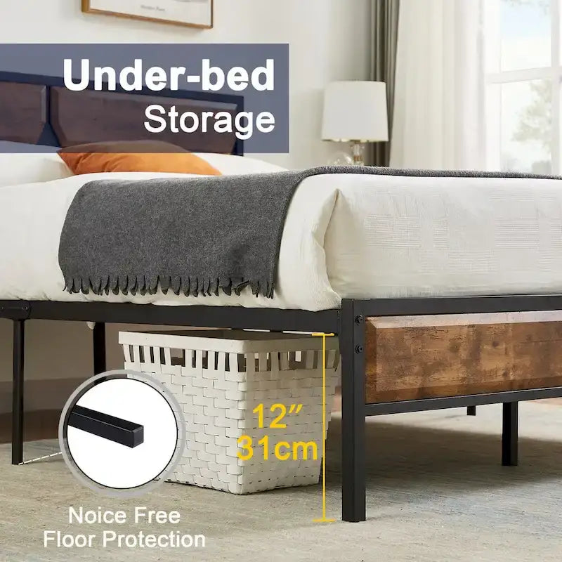 Twin/Full/Queen Platform Bed Frame with Wooden Headboard, No Box Spring Needed, Easy Assembly