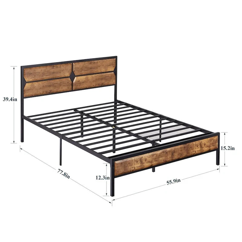 Twin/Full/Queen Platform Bed Frame with Wooden Headboard, No Box Spring Needed, Easy Assembly