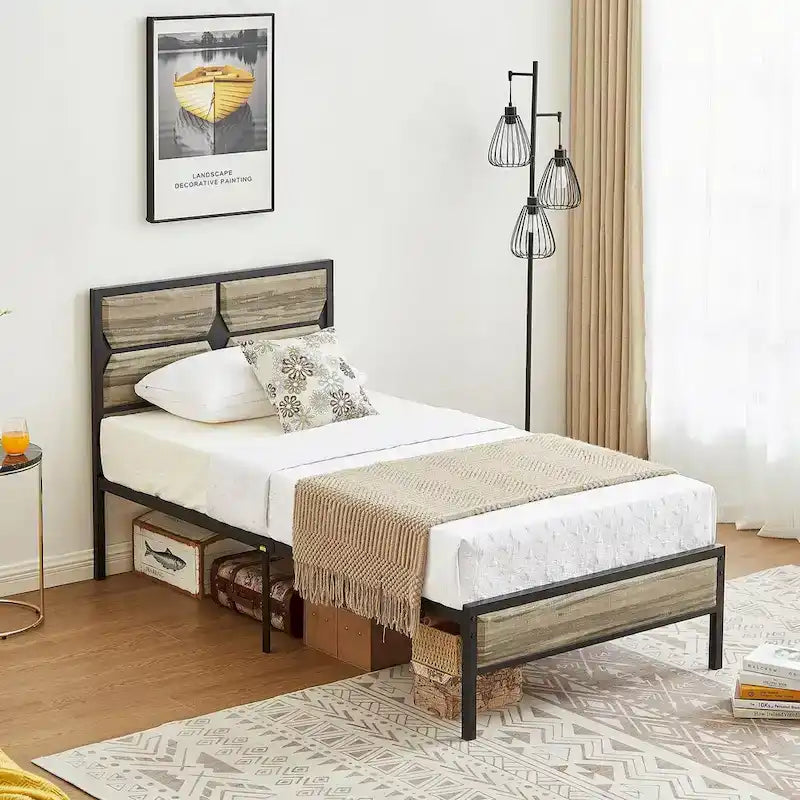 Twin/Full/Queen Platform Bed Frame with Wooden Headboard, No Box Spring Needed, Easy Assembly