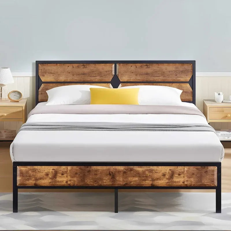 Twin/Full/Queen Platform Bed Frame with Wooden Headboard, No Box Spring Needed, Easy Assembly