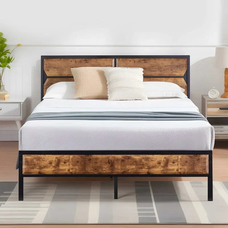 Twin/Full/Queen Platform Bed Frame with Wooden Headboard, No Box Spring Needed, Easy Assembly
